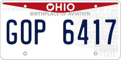 OH license plate GOP6417