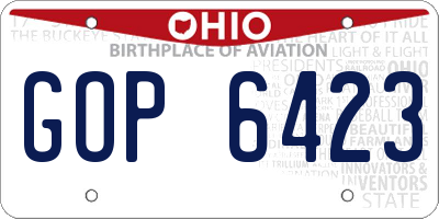 OH license plate GOP6423