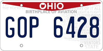 OH license plate GOP6428