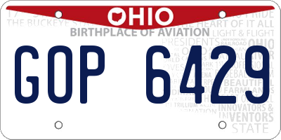 OH license plate GOP6429