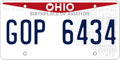 OH license plate GOP6434