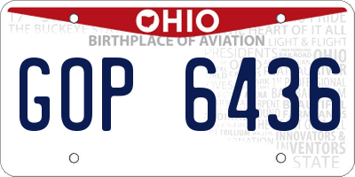 OH license plate GOP6436