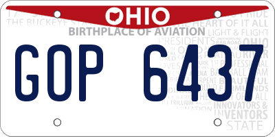 OH license plate GOP6437