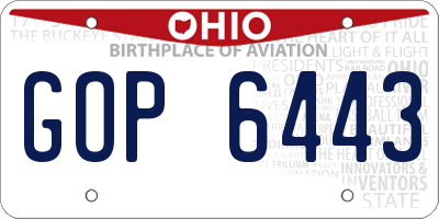 OH license plate GOP6443