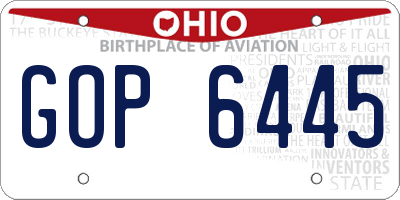 OH license plate GOP6445