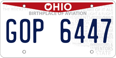 OH license plate GOP6447