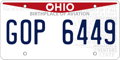 OH license plate GOP6449