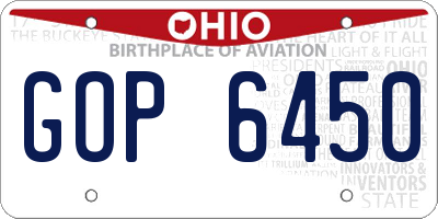 OH license plate GOP6450