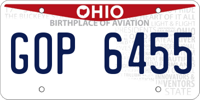 OH license plate GOP6455