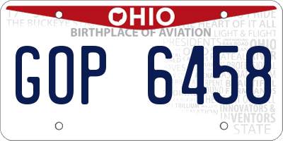 OH license plate GOP6458