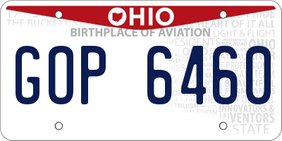 OH license plate GOP6460