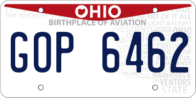 OH license plate GOP6462