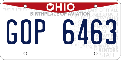 OH license plate GOP6463