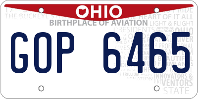 OH license plate GOP6465