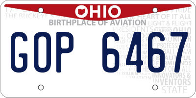 OH license plate GOP6467