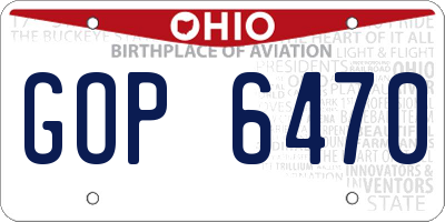 OH license plate GOP6470