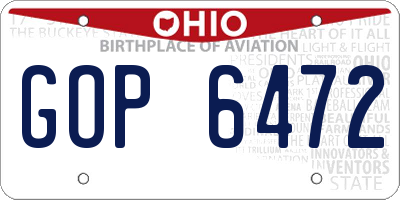OH license plate GOP6472