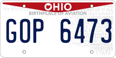 OH license plate GOP6473