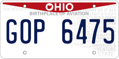 OH license plate GOP6475