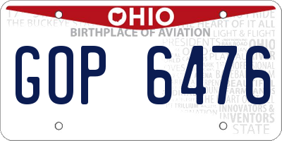 OH license plate GOP6476