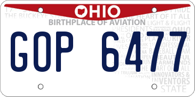 OH license plate GOP6477