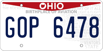 OH license plate GOP6478
