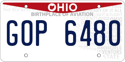 OH license plate GOP6480