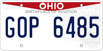OH license plate GOP6485