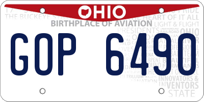 OH license plate GOP6490