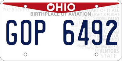 OH license plate GOP6492