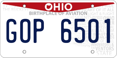 OH license plate GOP6501