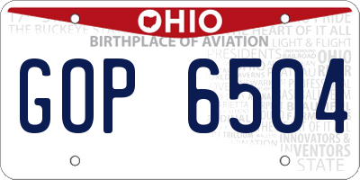 OH license plate GOP6504