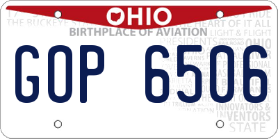 OH license plate GOP6506