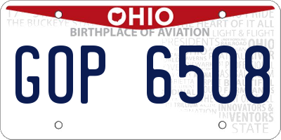 OH license plate GOP6508