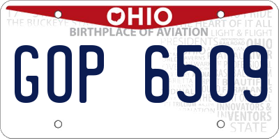 OH license plate GOP6509