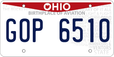 OH license plate GOP6510