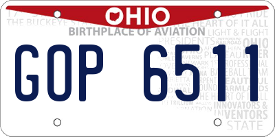 OH license plate GOP6511