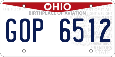OH license plate GOP6512