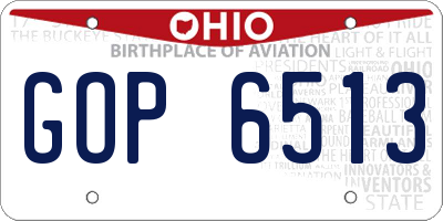 OH license plate GOP6513