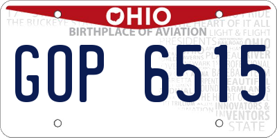 OH license plate GOP6515
