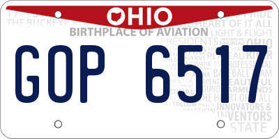OH license plate GOP6517