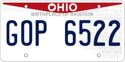 OH license plate GOP6522