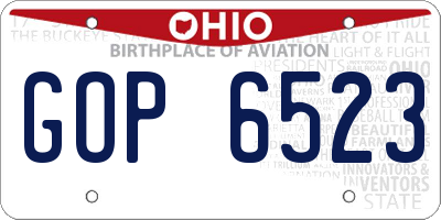OH license plate GOP6523