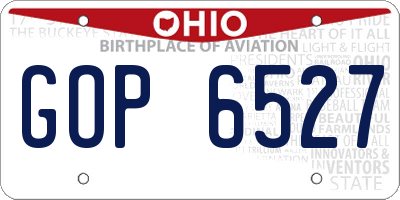 OH license plate GOP6527