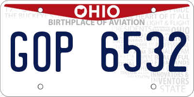 OH license plate GOP6532