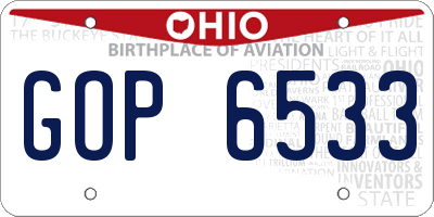 OH license plate GOP6533