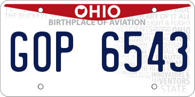 OH license plate GOP6543