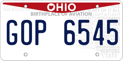 OH license plate GOP6545