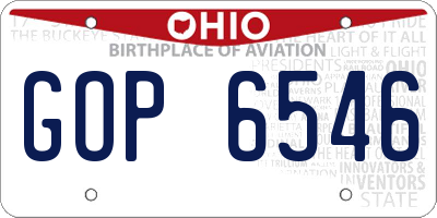 OH license plate GOP6546