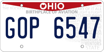 OH license plate GOP6547